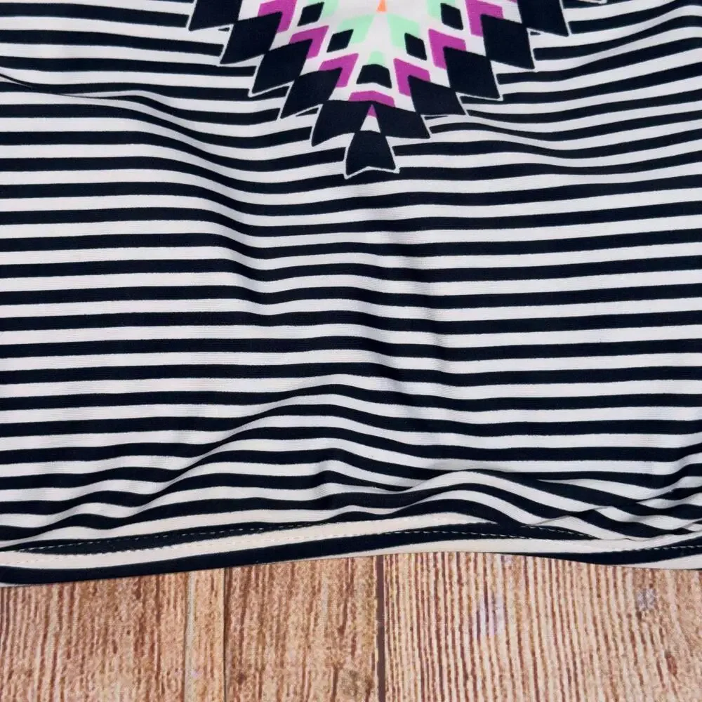 Xhilaration Large Striped Bikini Top with Geometric Pattern